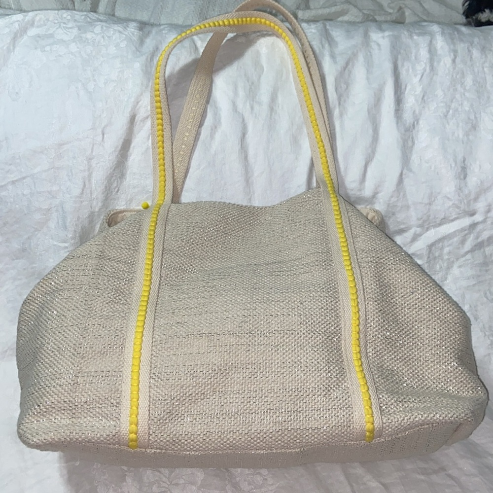 RARE Like new America & Beyond Lemon Hand Beaded beach Tote - Picture 11 of 16